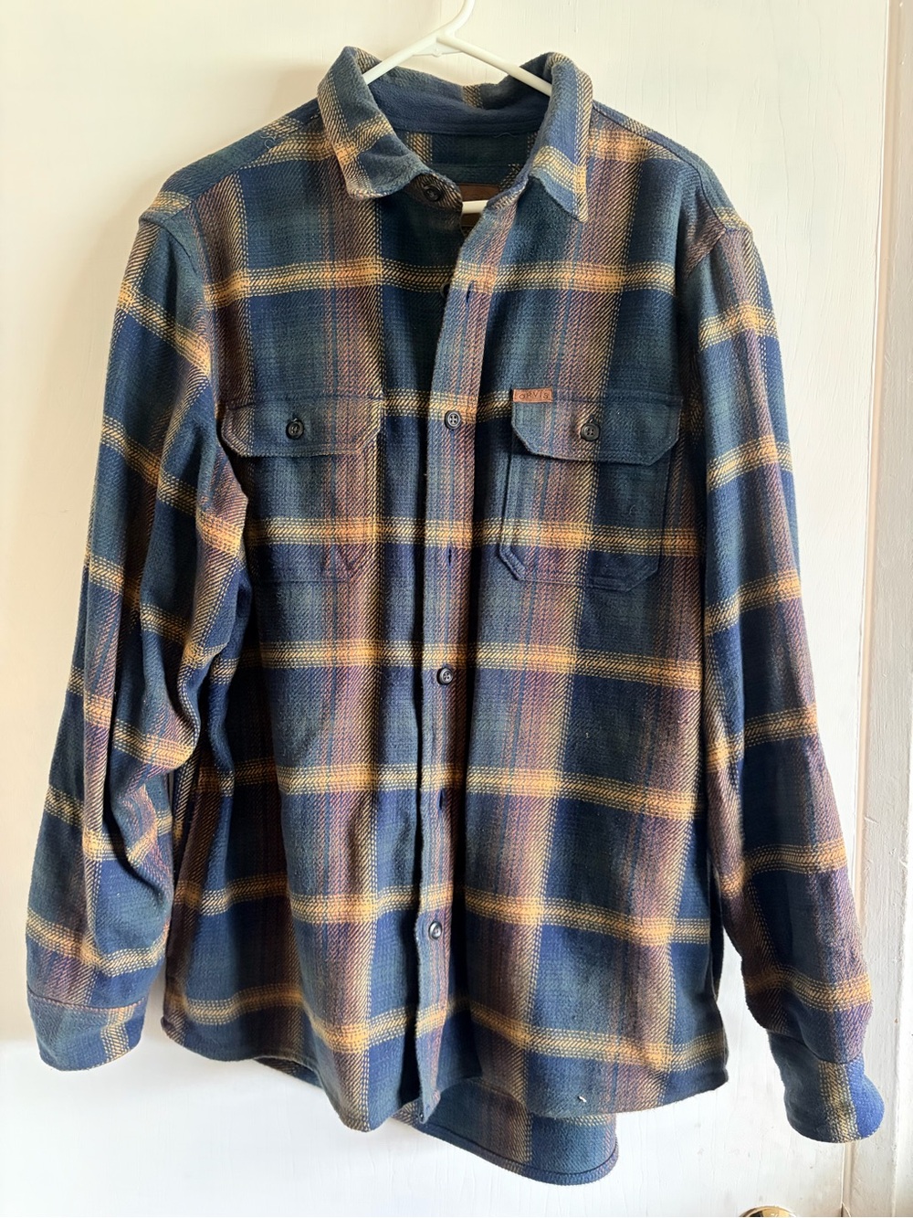 Orvis Navy and Yellow Plaid Lightweight Shirt Jacket